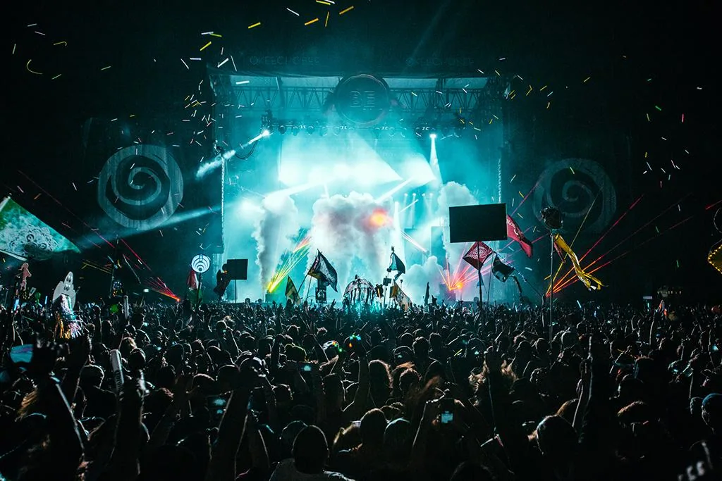 Lights across the main stage — festival photograph